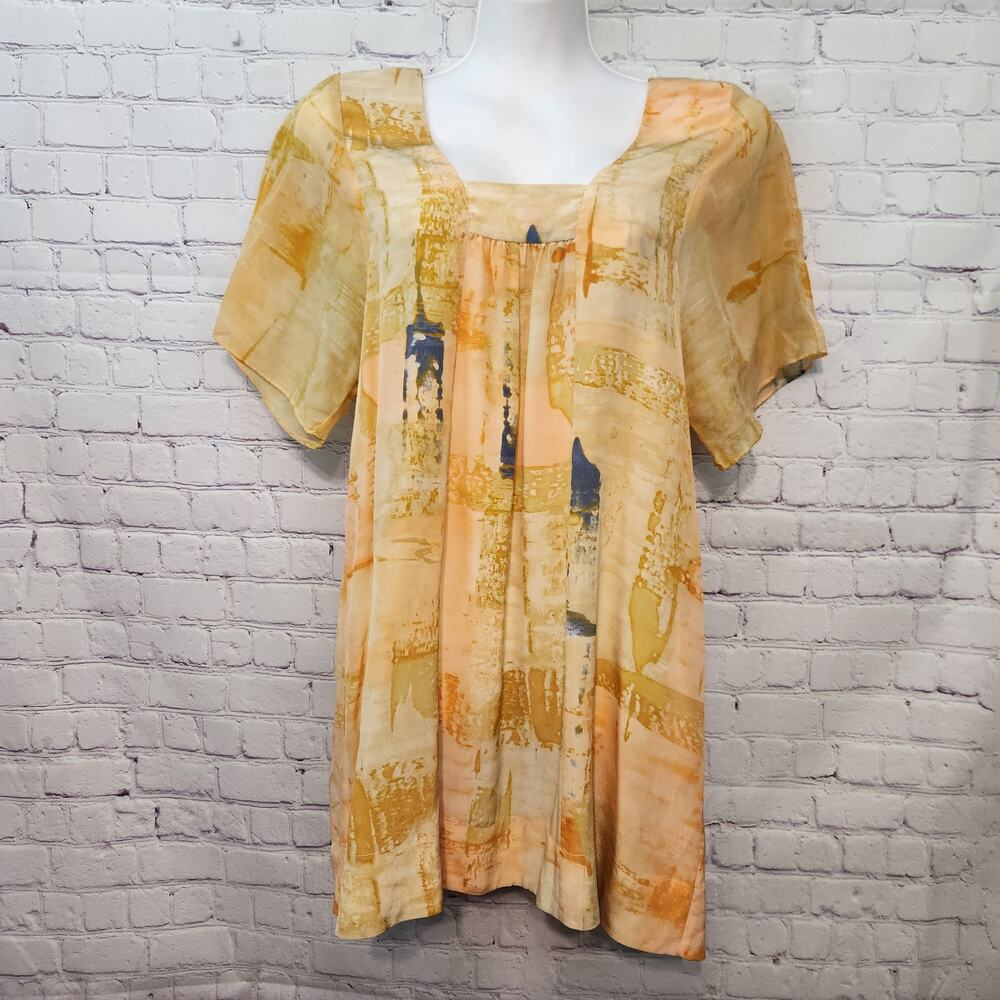 MAEVE‎ Anthro Painted Ume Silk Tunic Mini Dress ‘Art To Wear’ Watercolor Women 4